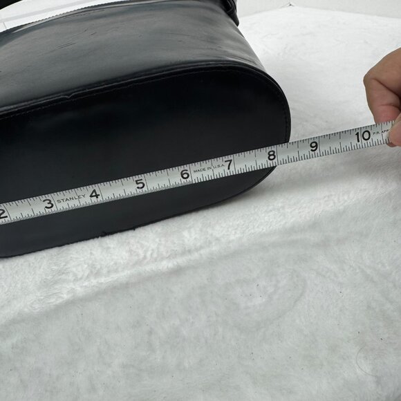 Lovie Paris Black Leather Small Shoulder Bag Purse Zip Closure Y2K Vintage Made - Picture 6 of 16